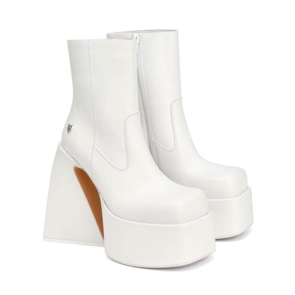NEW! Naked Wolfe- Jane White Zip Up Ankle Boots Bootie Size 9 Platform - Picture 7 of 16